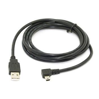 1,8 м Mini USB B Type 5pin Штекер под углом 90 градусов Влево к USB 2.0 Штекерному кабелю для передачи данных Черного Цвета