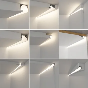 1 М Встраиваемый светодиодный держатель канала из алюминиевого профиля для внутреннего дома, Потолочная панель подсветки стен, Линейный светильник, Непрямое декоративное освещение