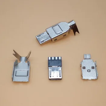 10 комплектов разъемов Micro USB 5PIN для сварки, зарядное устройство, 5P USB-разъем для зарядки 4 в 1, металлические детали