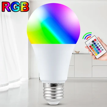 10 Шт. Светодиодная Лампа E27 RGB Smart Lights Лампа С Дистанционным Управлением AC85-265V Прожектор 5 Вт 10 Вт 15 Вт Затемняемые Лампы Энергосберегающий Свет