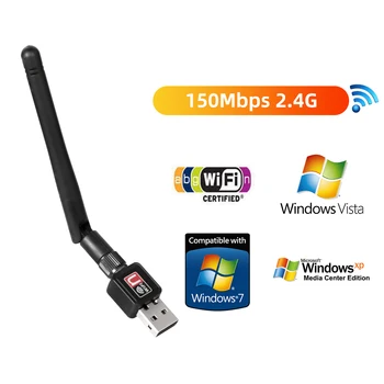 150 Мбит/с RTL8188 Беспроводная Сетевая карта 2,4 G Mini USB WiFi Адаптер LAN Wi-Fi Приемник Dongle Антенна 802.11 b/g/n для ПК Windows