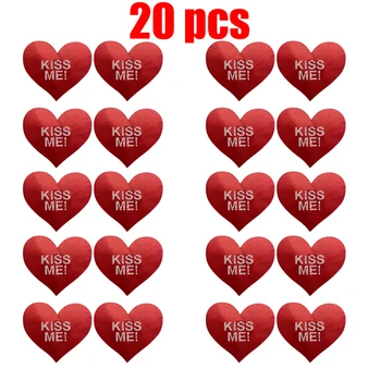 20 штук красных женских наклеек в форме сердца Kiss Me, самоклеящиеся одноразовые атласные накладки на соски, наклейки для одежды без бретелек
