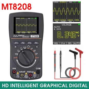 2в1 Переносной 2,5 МГц MT8208 HD Интеллектуальный графический цифровой Осциллограф Мультиметр С электрическими инструментами Черный