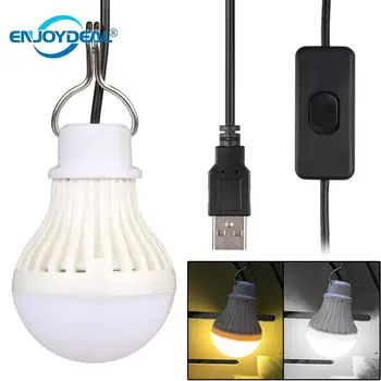 5 Вт USB светодиодная лампа, Портативные фонари для палатки, лагерные огни, Аварийная ночная лампа с кнопкой переключения для походов на открытом воздухе