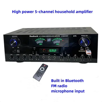 AV-999BT Bluetooth 5,0 5-Канальный Hi-Fi Стерео AV Домашнее КАРАОКЕ KTV Аудио Усилитель С Микрофонным Входом USB FM-радио