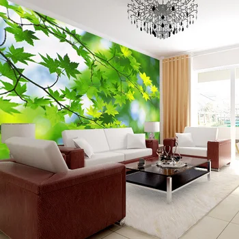 beibehang Зеленые пасторальные большие фрески обои спальня гостиная ТВ фон горячий зеленый лист нетканое настенное покрытие