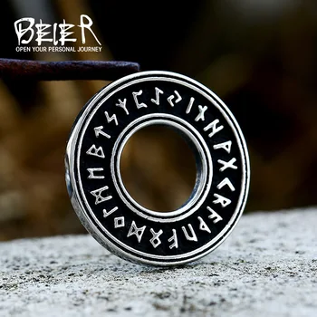 BEIER Новое Обновленное Скандинавское ожерелье с Амулетом, круглая подвеска для мужчин, Руна Викинга, простой дизайн, ювелирные изделия оптом