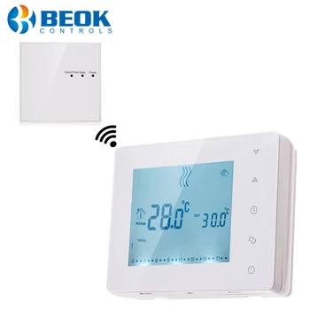 Beok Беспроводной программируемый термостат газового котла для комнатного отопления, регулятор температуры, сенсорный экран