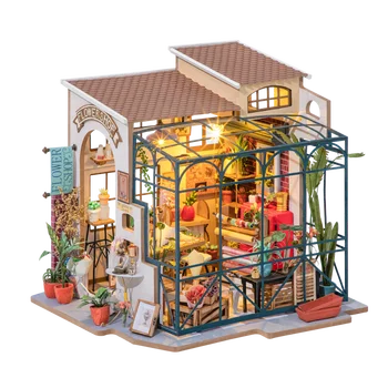 Diy Art House No Coffee Shop Модель сборки ручной работы Здание виллы Цветочный дом Кейси Детские подарки на день рождения игрушки