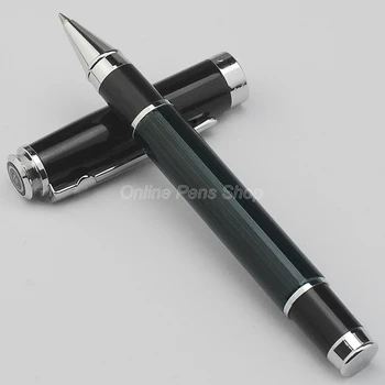 Duke Metal, зеленая и серебристая Вертикальная линия, шариковая ручка из углеродного волокна, Профессиональная ручка для письма DRP026
