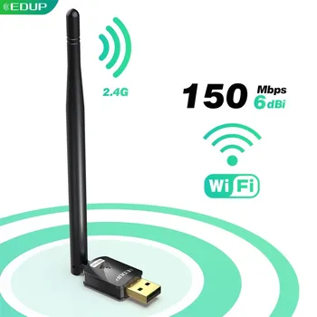 EDUP Mini USB WiFi Адаптер 150 Мбит/с с Высоким Коэффициентом усиления 6dBi Антенна 802.11n MT7601 Чипсет Междугородняя Беспроводная Сетевая Карта Приемника
