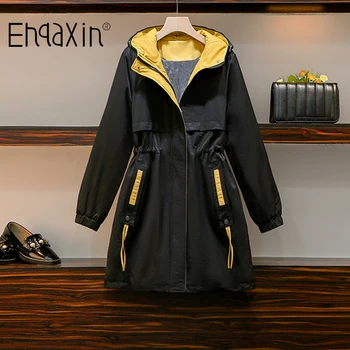 EHQAXIN/ Женская зимняя куртка-пуховик с капюшоном, Повседневная Плюс Бархатная толстая пуховая куртка, сохраняющая тепло, Пальто средней длины L-4XL