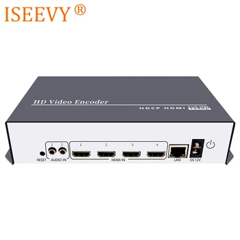 ISEEVY 4 Канальный видеокодер H.264 для прямой трансляции IPTV поддерживает SRT RTMP RTMPS RTSP UDP HTTP и Facebook Youtube Wowza