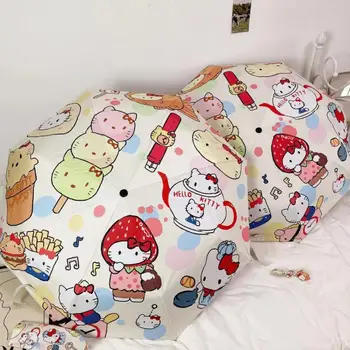 Kawaii Sanrio Umbrella Hello Kittys Аксессуары Милый Мультяшный Аниме Зонтик от дождя или блеска, игрушки с защитой от ультрафиолета для девочек в подарок