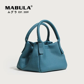 MABULA, Небесно-Голубой кошелек из коровьей кожи для женщин, Маленькая модная сумка с верхней ручкой 2022, сумка через плечо из натуральной брендовой ткани
