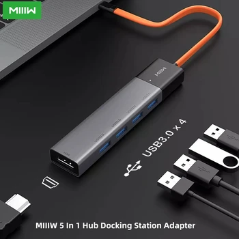 MIIIW 5 В 1 Адаптер для док-станции USB-C Hub с питанием от USB-C/Выходом 4K HDMI HD/Устройством чтения карт USB 3.0/SD/TF