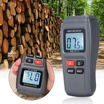 MT15 Измеритель влажности древесины, Тестер влажности древесины, Гигрометр, детектор влажности древесины, Цифровой ЖК-тестер Плотности дерева, серый