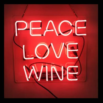 Peace Love Wine Изготовленная на Заказ Лампа Ручной работы из настоящей стеклянной трубки, Магазин-бар, Магазин для рекламы, Настенный декор, Неоновая вывеска 10 