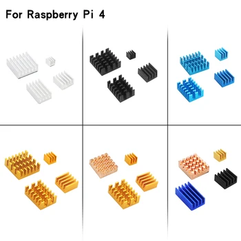 Raspberry Pi 4 Модель B, 4 шт., алюминиевый радиатор, Серебристый, черный, золотой, синий, многоцветный Радиатор охлаждения, Комплект охлаждения для RPi 4B