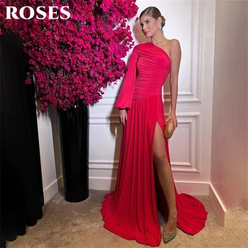ROSES Mermiad Sexy Formal Gown Chiffion Long Evening Dress One Shoulder Night Dress Special Occasion Dress платье на выпускной