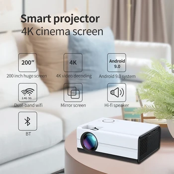 T01-A Умный проектор Мини Профессиональный Android Wifi 1080P светодиодный проектор 4K Портативный домашний кинотеатр TV Beamer