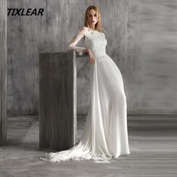 TIXLEAR Белое Шифоновое Свадебное платье для Выпускного вечера с V-образным вырезом и Шлейфом, vestido de noiva brautkleider robe de mariée