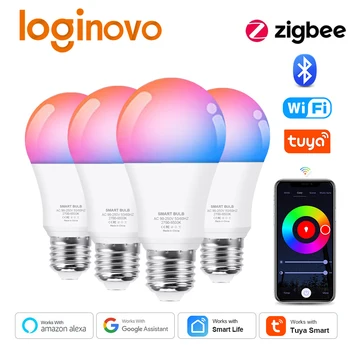 Tuya Bluetooth/WiFi/Zigbee Светодиодная Лампа Alexa Smart Lamp RGB WW CW E27 Светодиодные Лампы Smart Home Decor Светодиодная лампа Работает С Google
