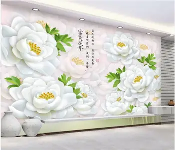 WDBH Пользовательские фото 3D обои Белые цветы богаты и свежи домашний декор для гостиной 3D настенные фрески обои для стен 3 d