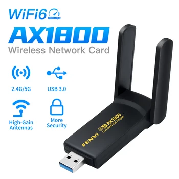 WiFi 6 USB Dongle Приемник AX1800 MT7921 Двухдиапазонный 2,4 G и 5G Беспроводная Сетевая карта USB 3,0 WIFI Адаптер Для Настольного Ноутбука