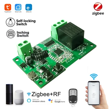 ZigBee Smart Switch 5 В/7-32 В Плавный/Самоблокирующийся Беспроводной Релейный Модуль Smart Home Automation Для Доступа К двери Alexa Google Home