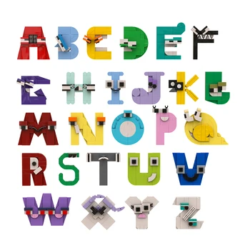 Алфавит ABC Буквы Строительный Блок Комплект Прописные Буквы 26 A-Z Распознавание Assmble Развивающая Кирпичная Модель Игрушки для Детей Подарок