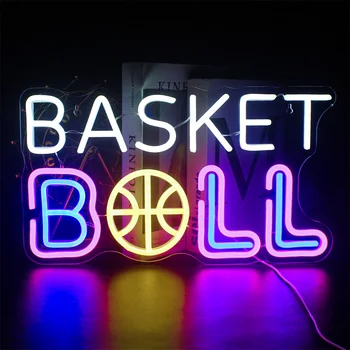 Баскетбольные неоновые вывески с буквенной светодиодной вывеской, Крутые настенные неоновые светильники для Баскетбольного зала, Клубной комнаты, магазина, комнаты для мальчиков, спортивной комнаты, Неоновые вывески