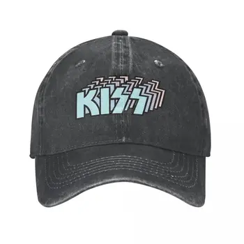 Бейсболка с пастельным логотипом KISS, ковбойская шляпа, кепка с козырьком, Ковбойские шляпы в стиле Бибоп, мужские и женские головные уборы