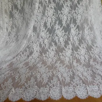 Белая кружевная ткань Шантильи Красивые Розы Цветочная свадебная ткань Уникальная свадебная кружевная ткань