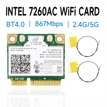 Беспроводная карта Двухдиапазонная беспроводная карта Intel AC7260 7260HMW intel 7260AC 867 Мбит/с Половина Mini PCI-E 802.11ac 2x2 Wifi Bluetooth4.0