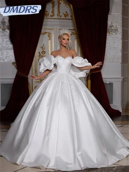 Винтажное Изящное Бальное платье в виде Сердечка, Элегантное Кружевное Свадебное платье с пышными рукавами, платья с открытыми плечами, Vestido De Novia