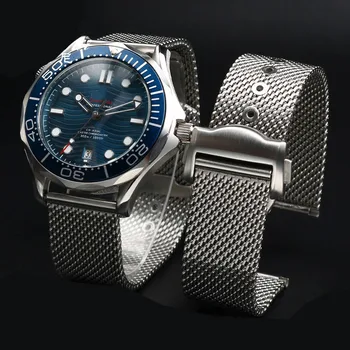 Высококачественная нержавеющая сталь для ремешка для часов Omega Seamaster 300, плетеные металлические браслеты 20 мм