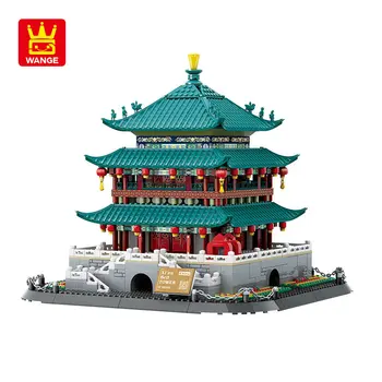Городская архитектура ВАНГЕ, Фарфоровая коллекция Xi 'an Bell Tower, Маленькие кирпичики, Строительные блоки, игрушки для творческой сборки