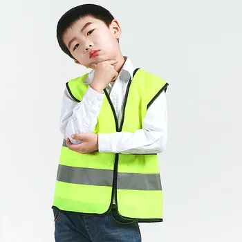 Детский защитный жилет, Светоотражающая одежда, Детский защитный жилет, высокая видимость, Желтый флуоресцентный защитный жилет для школы на открытом воздухе