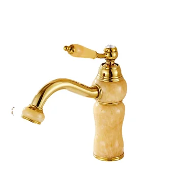 Европейский антикварный поворотный кран для горячей и холодной воды, нефритовый золотой смесительcd
