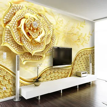 Европейский Стиль На Заказ Любого Размера 3D Обои Золотые Цветочные Украшения Фон Настенная Роспись Papel De Parede Tapety Fresco Art