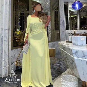 Желтое платье для выпускного вечера с Квадратным воротником от Auchan Lisa Длиной до пола Вечернее Платье Летние Элегантные Свадебные Платья для женщин 2023