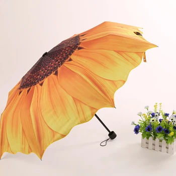 Желтый Фиолетовый подарочный зонт с подсолнухом, трехстворчатый, от дождя, женский зонтик, ветрозащитные складные креативные зонты