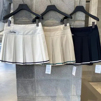 Женские плиссированные теннисные юбки с высокой талией, легкие спортивные юбки для гольфа с карманами для шорт