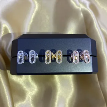 Женские серьги-гвоздики из стерлингового серебра S925. Классический дизайн в европейском и американском стиле. Оригинальный логотип люксового бренда. ПЕРЕМЕЩЕНИЕ