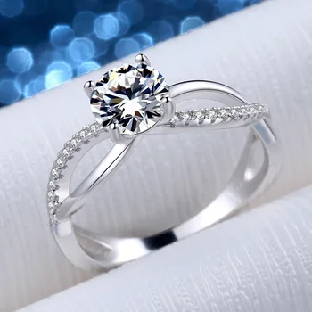 Женское кольцо с муассанитом D-цвета огранки G40, Покрытое покрытием из стерлингового серебра 925 Пробы, Обручальное кольцо 2023