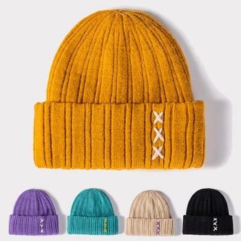 Зимняя модная теплая шапка-бини для женщин, мужчин, мягкая вязаная шапка-тюбетейка, Теплая толстая кепка-капор, женские шапки для девочек, шляпа