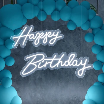 Изготовленная на заказ вывеска с большими неоновыми буквами happy birthday, декоративная вывеска для подарка на празднование дня рождения (30 дюймов)