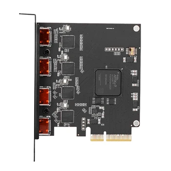 Карта видеозахвата, совместимая с Quad HDM, интерфейс PCI-E X4, Многоканальная потоковая передача в реальном времени, коробка для сбора информации о распознавании искусственного интеллекта