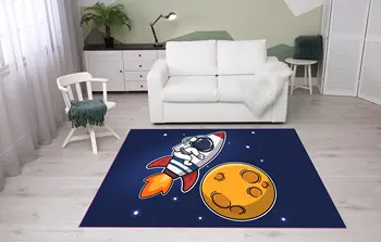 Коврик астронавта, Лунный ковер для гостиной, нескользящий коврик с космическим принтом, для спален, украшение детской комнаты, коврики для дома
